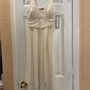 La Belle Cream Pleated Ruched Sundress